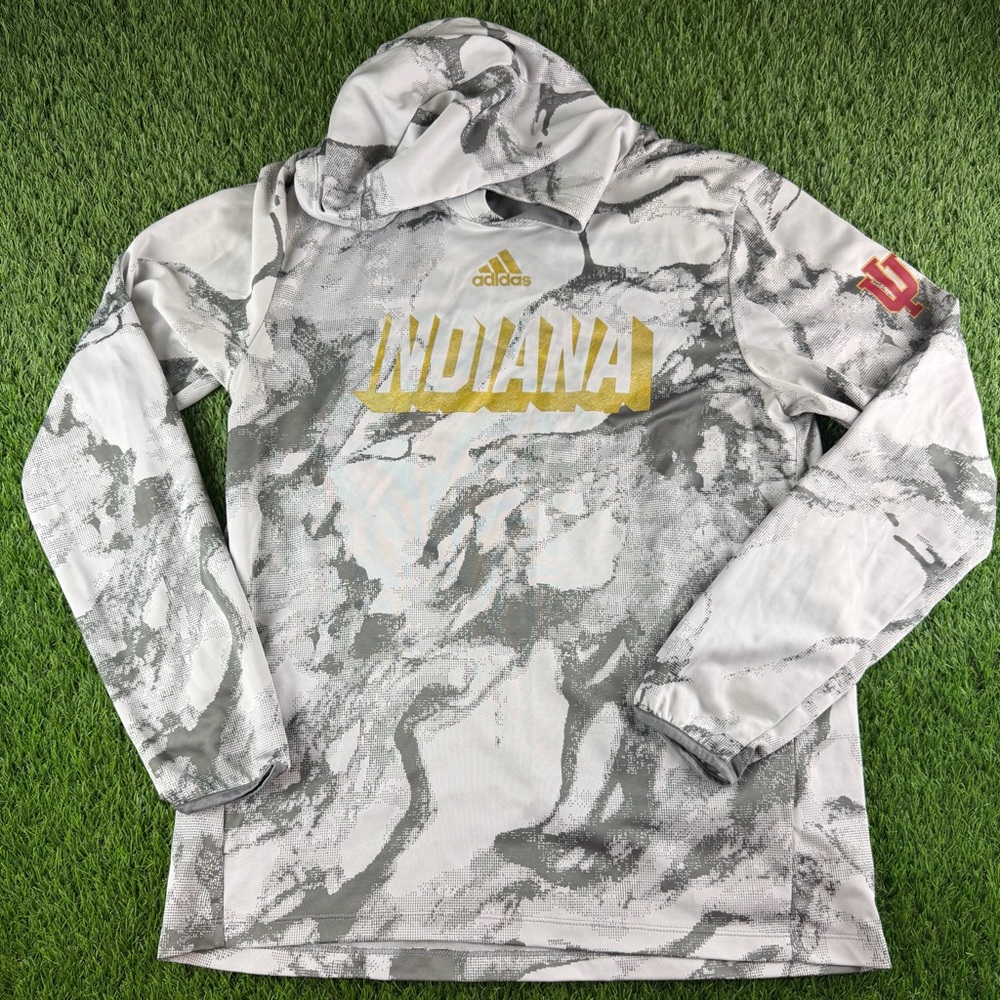 Adidas IU Indiana Hoosiers Grey & Gold Athlete Pullover Shirt Sz Large Cignetti